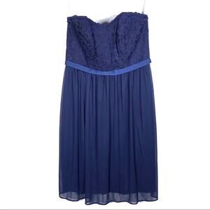 David’s Bridal dark navy blue sleeveless knee length formal bridesmaid dress 6